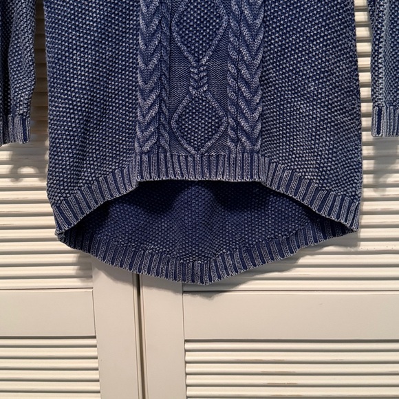 NORTHSTYLE Hi-Low Denim Blue Cable Knit Sweater - Picture 3 of 5